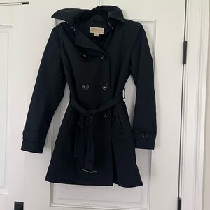 Michael Kors Classic Black Women's Trench Coat, Size SP